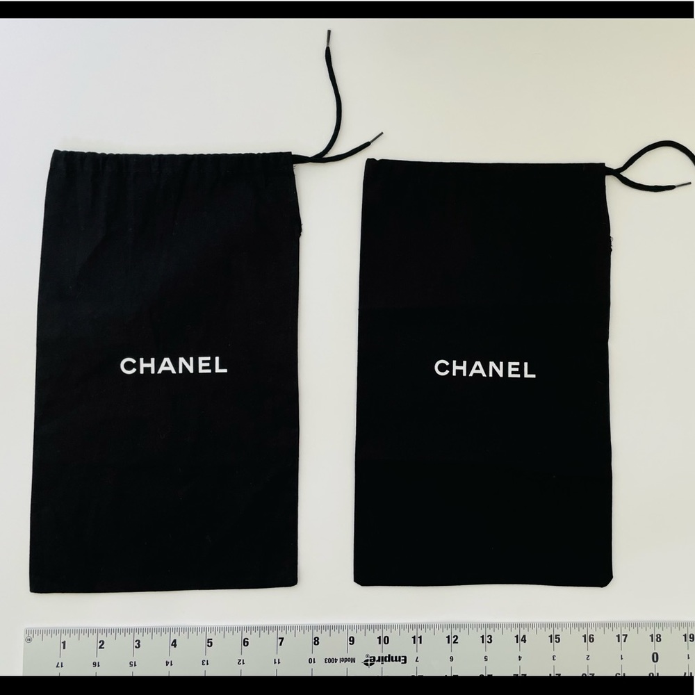 Chanel Black Drawstring Dustbags Shoe Bags 12.5” x7.5” Pair Great Condition